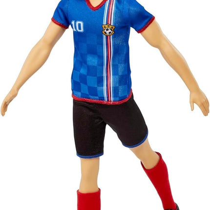 Barbie Careers Ken Fashion Doll & Accessory, Soccer Player with Cropped Hair, #10 Uniform, Tall Socks, Cleats & Ball
