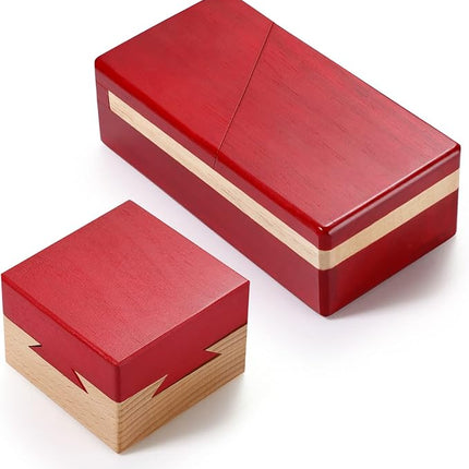 Zhanmai 2 Pack Impossible Puzzle Box Wooden Secret Puzzle Boxes with Drawer Mini 3D Brain Teaser Magic Gift for Adults Teens