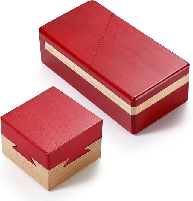 Zhanmai 2 Pack Impossible Puzzle Box Wooden Secret Puzzle Boxes with Drawer Mini 3D Brain Teaser Magic Gift for Adults Teens