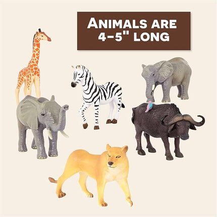 Terra by Battat – 6 Pieces Wild Animal Figurines Set – Realistic Elephant, Lion, Zebra, Giraffe, Water Buffalo Toy Animals for Toddlers and Kids – Collectible Safari Animal Toys for 3+ Years