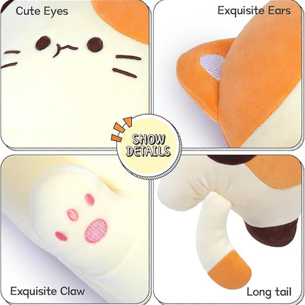Long Plush Toy Cat Pillow Cute Plush Cat Toy Doll Stuffed Animal Cat Hugging Pillow for Sleeping Gift for Kids and Girls(Beige,110cm/43.3in)