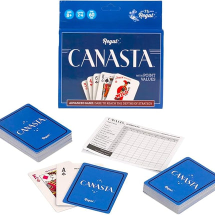 Regal Games Canasta Cards Set for Adults - Rummy Style 2-6 Player Card Games - Fun & Travel Playing Cards for Game Night (2 Decks, 54 Cards Each)