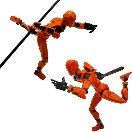 3D Printed 5.54-inch Multi-Jointed Action Figures Dummy13, Full Body Mechanical Movable Toy, Multiple Accessories, Hand Painted Figure, Desk Decoration, Creative Gifts (Orange)