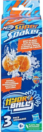 Nerf Super Soaker Hydro Balls 3-Pack, Reusable Water Balloons, Water-Filled Balls Burst on Impact, Fast Refill, Outdoor Toy for Kids Ages 6 & Up