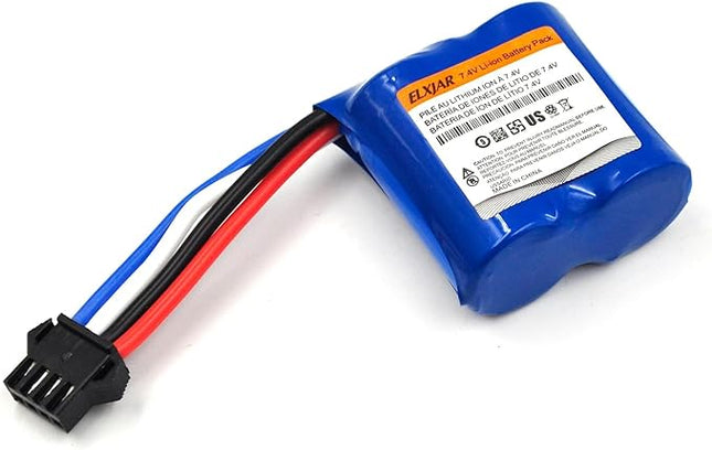 (4-Pack) 7.4V 600mAh Li-ion Battery with SM-4P Plug and USB Charger for UDI001 UDI008 RC Boats, Compatible with URGENEX Remote Control Watercraft Models