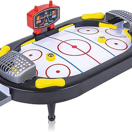 Gamie Air Hockey Tabletop Mini Game, Desktop Sports Game with Mini Hockey Table, 2 Pucks, and Scoreboard, Fun Indoor Games for Home, Office, Best Gift Idea for Kids