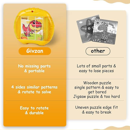 3D Rotating Puzzles for Kids 3 4 5 6 7 8 Year Old, 4 Puzzles in 1, Toddler Toy for Travel, Car, Airplane, Road Trip Activities, Fine Motor Skills, Fidget, Boys & Girls Gifts