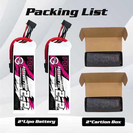 CNHL 2200mAh 6S Lipo Battery 22.2V 70C with XT60 Plug for RC Car Airplane Truck Boat Buggy Heli Airplane Drone (2 Packs)