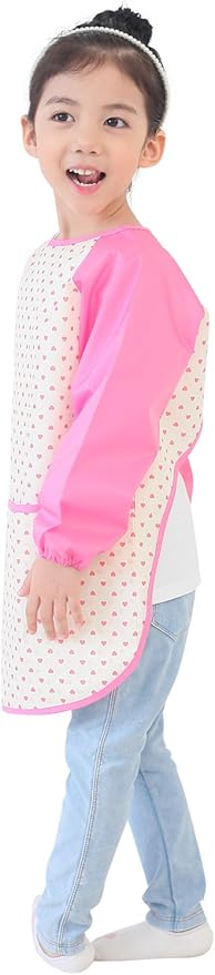 Kids Waterproof Art Smock – Long Sleeve Apron for Painting, Baking, Sensory Play (Ages 1–10)