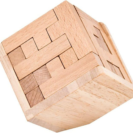 Wooden Brain Teaser Puzzle Cube Wooden Puzzles T-Shaped Jigsaw Logic Puzzle Educational Toy for Kids and Adults by AHYUAN (Coffee and Natural)