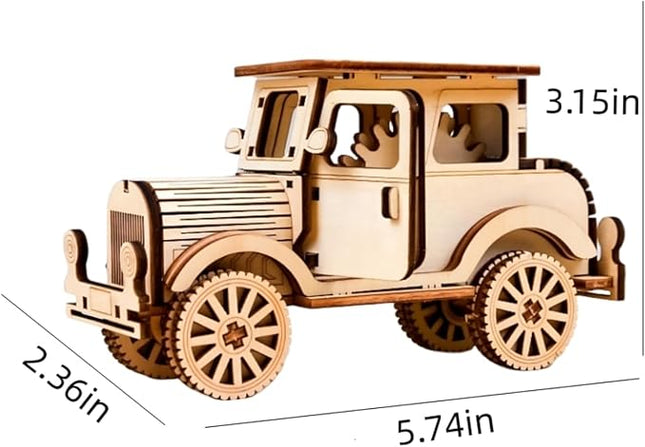 3D Wooden Puzzle Retro Car Model Desktop Toy DIY Handmade Wooden Model Car Kit Adult/Youth/Children Creative Gift