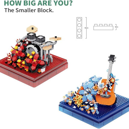 Musical Instruments Micro Blocks Building Sets,Classical Famous Building Block Set,1500 PCS for Adults and Kids,Guitar and Drum Set with Clear Plastic Cover