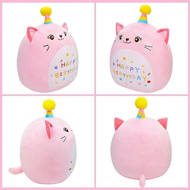 Cat Plush Toy 12 Inch Cute Unicorn Cat Birthday Stuffed Animal Soft Cat Plushies Pillow Pink Doll Gifts for Kid Toddlers Home Room Decoration (Cat Plush)