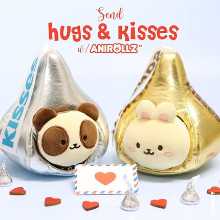Anirollz Stuffed Animal Plush Toy - Official Hershey Kisses Chocolate Toy Blanket Outfitz Doll | Soft, Squishy, Warm, Cute, Comfort, Safe| Pillow with Bunny - Valentine's Day Gift 6" Bunniroll