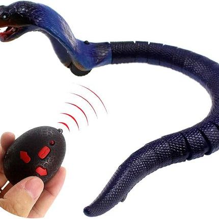 Tipmant RC Snake Infrared Remote Control Cobra Fake Realistic Naja Animal Crawling Vehicle Scary Trick Kids Halloween Christmas Prank Toys Birthday Gifts (Blue)