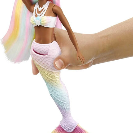Barbie Dreamtopia Doll, Rainbow Magic Mermaid with Rainbow Hair & Light Brown Eyes, Water-Activated Color-Change Feature on Hair & Tail