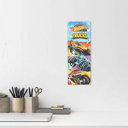 Hot Wheels Monster Trucks Vertical Metal Sign - Fun Hot Wheels Wall Decor for Kids' Bedroom or Play Room