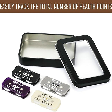 4Pcs MTG Life Counter Twin Digits with Metal Box, Health Tracker Life Counter for Magic The gatering, Compatible with MTG Magic Card Games Accessories RPG D&D CCG TCG Tabletop Board Games
