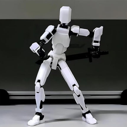 Titan13 Action Figure, Lucky Robot 13 Action Figures, 3D Printed Multi-Jointed Movable Action Figure, Dummy Robot 13 Action Figures for Desktop Decorations Game Gifts(White)
