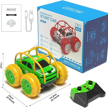 MaxTronic Amphibious Remote Control Car,Rechargeable RC Cars Toy 360° Flips Rotation Stunt Crawler 15KM/H 4WD All Terrain Outdoor Indoor Toy for Kids Boys Girls 3-12
