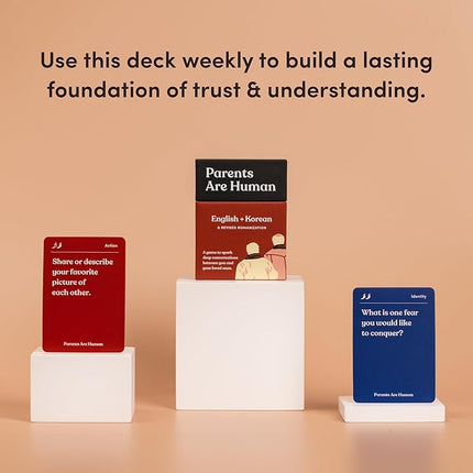 Parents Are Human, Relationship Cards, Get to Know Each Other Better, Parents, Families, Teens & Kids Relationship Building, Light & Deep Questions, 70 Questions & Activity Cards, English + Korean