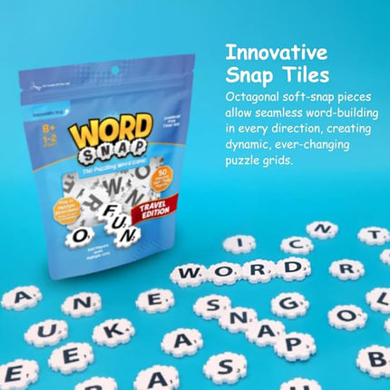 Word Strategy Game Travel Edition, Word Puzzle for Adults, Family, and Kids, Fun Game for Ages 8+, Travel Size, 1-2 Players