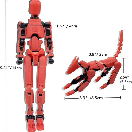 T13 Action Figures Set (Assembly Completed) Dummy 13 Titan 13 Robot Action Figure 3D Printed Robo Multi-Jointed Movable Action Figure Toy with Full Articulation (Red Black Figure + Dog)