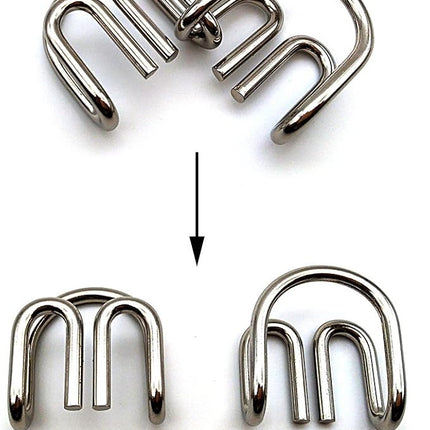 Zooshine 4 Sets Advanced Metal Brain Puzzles Teasers Higher Level Challenge for Party Games, Office Toys, Family Games for Kids Adults