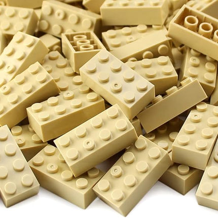 Feleph 100pcs 2x4 Bricks Tan Parts Pieces Classic Building kit Creative Set Basic Blocks Toy Accessories Compatible with 3001 Major Brands