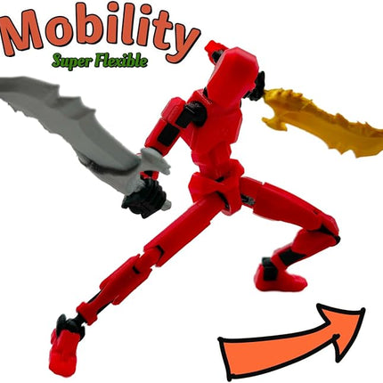 3D Printed 5.54-inch Multi-Jointed Action Figures Dummy13, Full Body Mechanical Movable Toy, Multiple Accessories, Hand Painted Figure, Desk Decoration, Creative Gifts (Z-Set2)