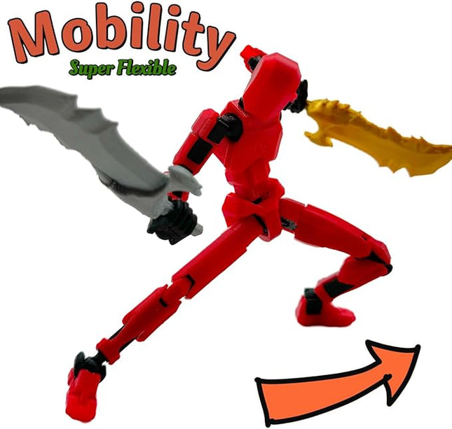 3D Printed 5.54-inch Multi-Jointed Action Figures Dummy13, Full Body Mechanical Movable Toy, Multiple Accessories, Hand Painted Figure, Desk Decoration, Creative Gifts (Z-Set2)