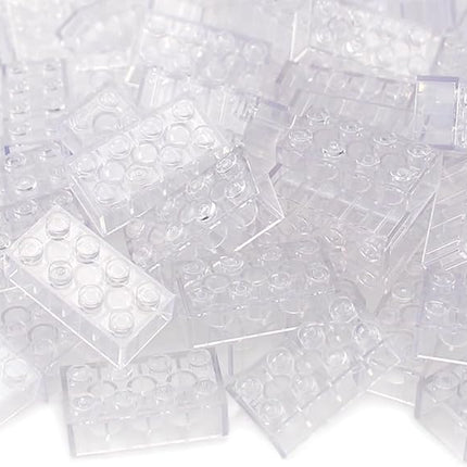 Feleph 100pcs 2x4 Bricks Transparent Pieces Clear Parts Classic Building Kit Creative Play Set Blocks Toy Basic Accessories Compatible with 3001 Major Brands