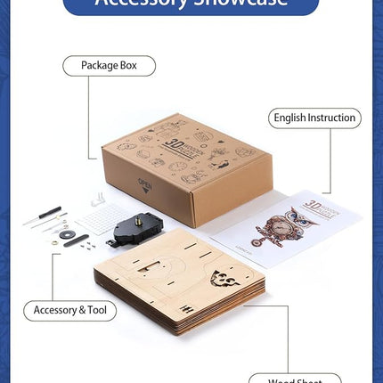 3D Wooden Puzzles for Adults, 3D Puzzle Owl Clock Kit (with Pendulum), Mechanical Owl 3D Puzzles for Adults Crafts for Adult Home Decor Clock Puzzle Gifts for Women Men