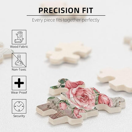Christian Jigsaw Puzzles 1000 Pieces for Adults, Trust in The Lord Bible Quote with Roses & Sheet Music, Religious Wooden Puzzle for Stress Relief, Faith-Based Gift & Wall Decor