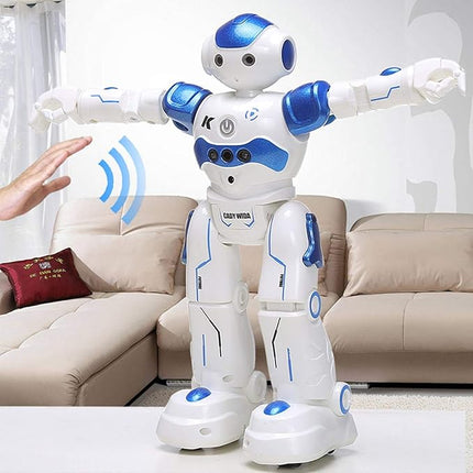 RC Robot Toys Gesture Sensing Smart Robot Toy for Kids Can Singing Dancing Speaking Christmas Birthday (White)