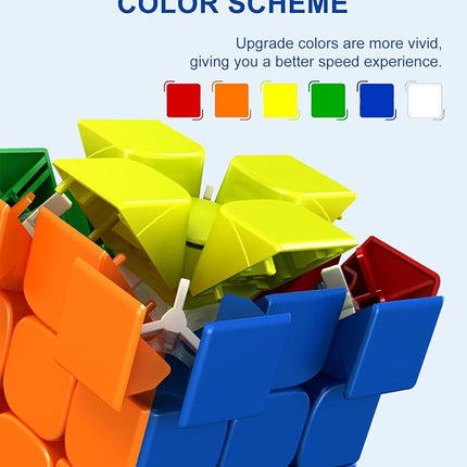 CFMOUR Magnetic Speed Cube 3x3 - Moyu RS3M Stickerless Cubes with Stand, 48 Magnets - Super Fast Problem-Solving Brain Teaser Puzzle Toy for Kids & Adults