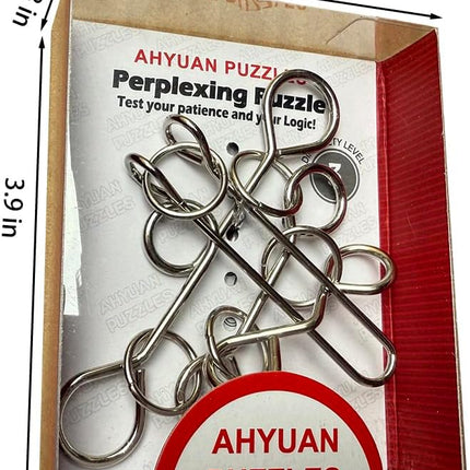 AHYUAN 24 Packs Large Metal Puzzles Brain Teaser IQ Wire Puzzles with Individual Backside Solution Paper Box Gift Package Educational Puzzle Games Toys Magic Trick Toy Party Favors for Kids Adults