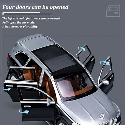 1/24 Scale Benz GLS600 SUV Toy Car, Zinc Alloy Diecast Car Model with Sound Light and Pull Back Function, Collectible Children's Toy Vehicles for Boys Adults Gift
