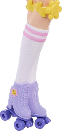 Barbie Dream Besties Doll and Accessories, Renee Posable Roller Skating Fashion Doll with Black Hair, 12 Video & Food Themed Pieces