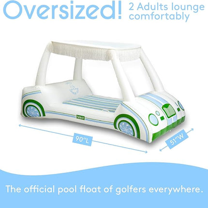 FUNBOY Country Club Golf Cart Pool Float, Two Cup Holders, Removable Fringe Shade, Float for Summer Pool Party and Entertainment