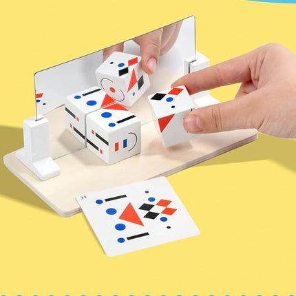 2 Pcs Wooden Mirror Cube Puzzle Game, Spatial Thinking & Pattern Matching Puzzle Game, Educational Board Game Toy for Kids and Adults