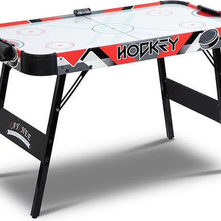 Foldable Air Hockey Table, 48" Indoor Air Hockey Arcade Table Gaming Set with 2 Pucks, 2 Pushers, Electronic Score Systems for Adults and Kids, Home Game Room, Family Recreation