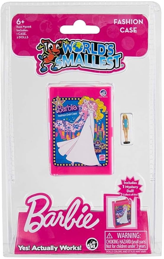 Worlds Smallest Barbie Fashion Case, Miniature, Includes 1 case and 2 Micro Figures, Styles Selected at Random