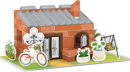 House Building Set for Kids 6+, Mini Brick Construction Kit with Mortar, STEM Architecture Blocks, Reusable DIY Projects, Creative Birthday Gift