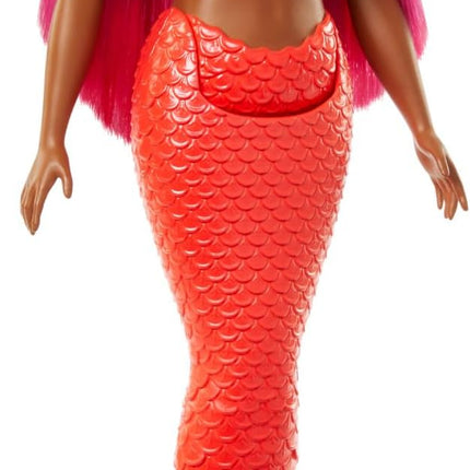 Barbie Mermaid Doll with Magenta Fantasy Hair & Headband Accessory, Curvy Body Type with Shell-Inspired Bodice & Tropical Red Tail