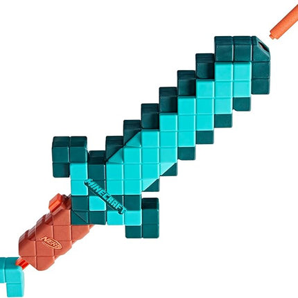 Nerf Minecraft Sword Dart Blaster, Pull Back Priming, Foam Edge, 8 N1 Darts, Ages 8+