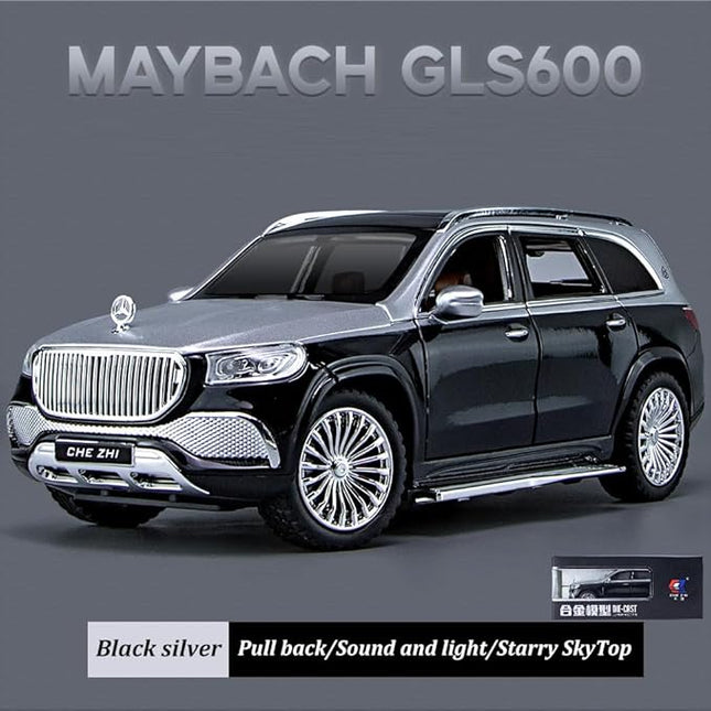 1/24 Scale Benz GLS600 SUV Toy Car, Zinc Alloy Diecast Car Model with Sound Light and Pull Back Function, Collectible Children's Toy Vehicles for Boys Adults Gift