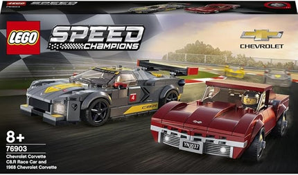 LEGO 76903 Speed Champions Chevrolet Corvette C8.R Race Car and 1969 CC Racing Model, Toy Cars Building Kit for Kids 8 Plus Years Old, 2 Sports Models