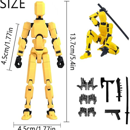 Titan 13 Action Figure,2025 New Lucky Robot 13 Action Figures,3D Printed Action Figure,Dummy Robot 13 Action Figures Desktop Decorations Game Gifts (Yellow,1pc)