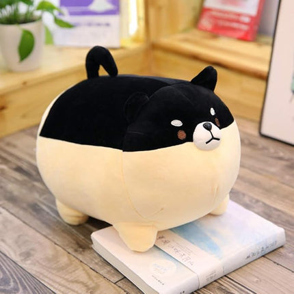 Shiba Inu Dog Plush Pillow,Cute Corgi Shiba Inu Stuffed Animal Toy Doll Gifts for Valentine,Christmas (Black, 15.7 inch)